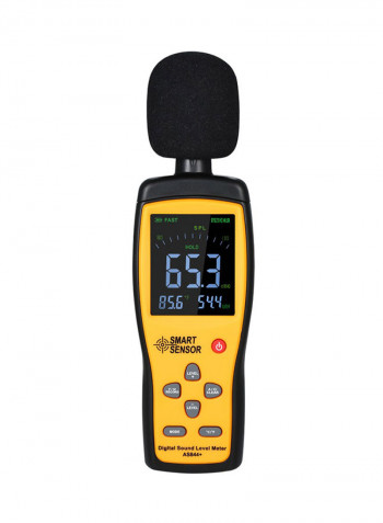 Digital LCD Sound Level Monitoring Tester Yellow/Black 210 x 65 x 28millimeter