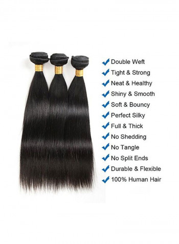 Pack Of 3 Brazilian Straight Hair Extension Bundles Black 12inch