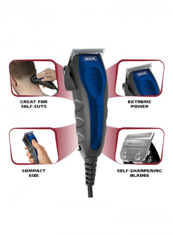 22-Piece Clipper Self-Cut Personal Haircutting Set Blue/Grey 3.35x7.72x11.22inch