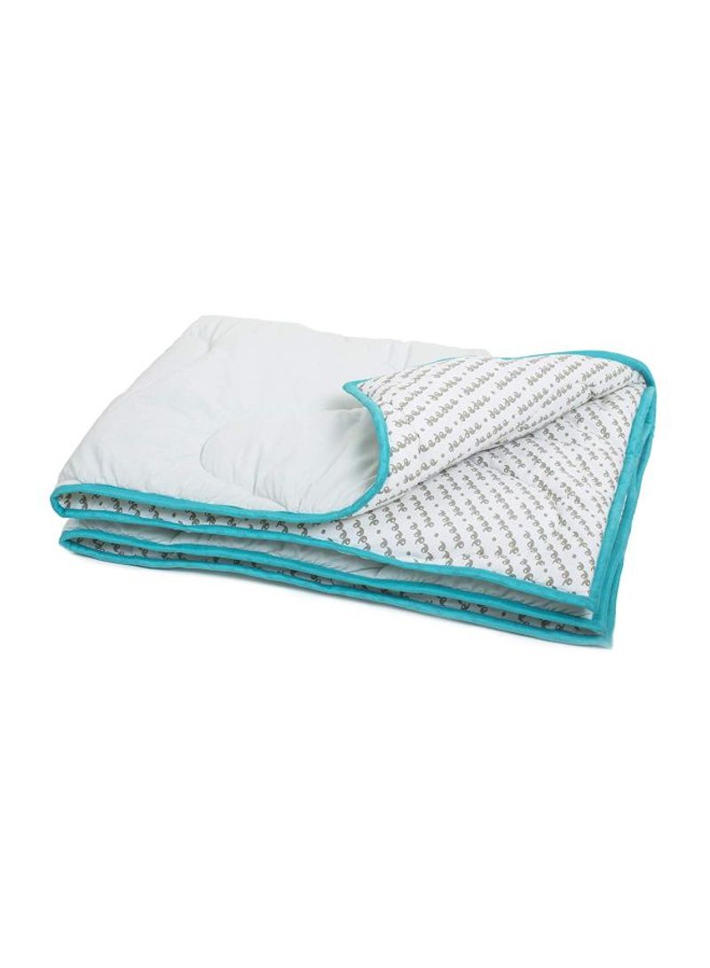 Baby Quilt Sheet Cotton White/Blue/Beige 52x39inch
