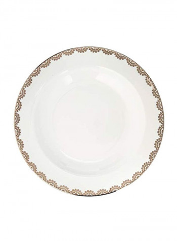 Rim Soup Plate White/Brown 9inch