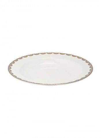 Rim Soup Plate White/Brown 9inch