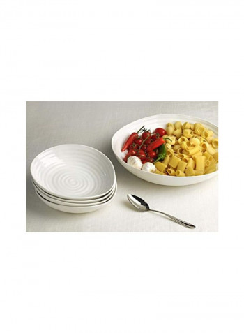 4-Piece Porcelain Pasta Bowl White 9inch