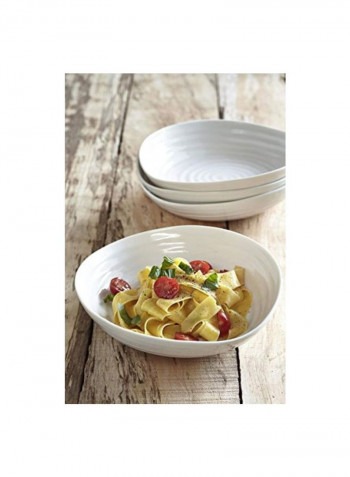4-Piece Porcelain Pasta Bowl White 9inch