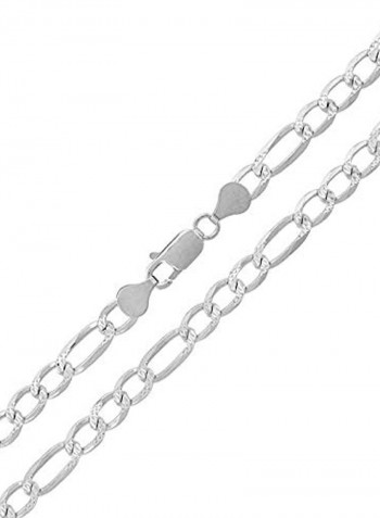 Sterling Silver  Figaro Pave Chain Necklace