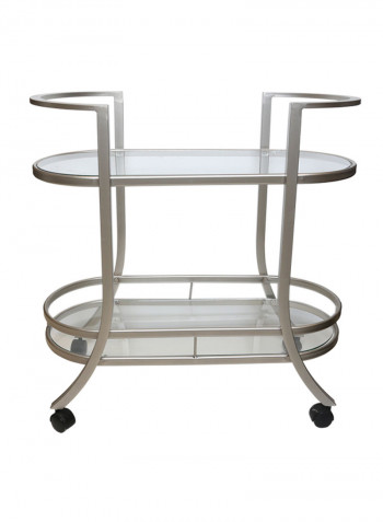 Metal Serving Cart Silver 47.88x95.45x25.45centimeter