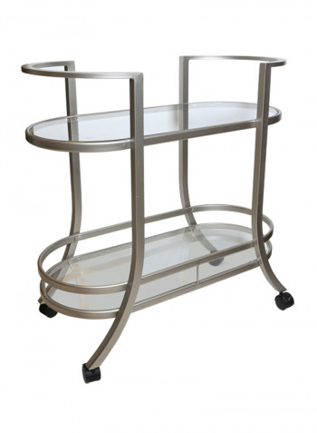 Metal Serving Cart Silver 47.88x95.45x25.45centimeter
