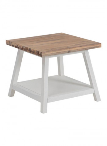 Elli Wooden Side Table White/Brown 60x60x50centimeter