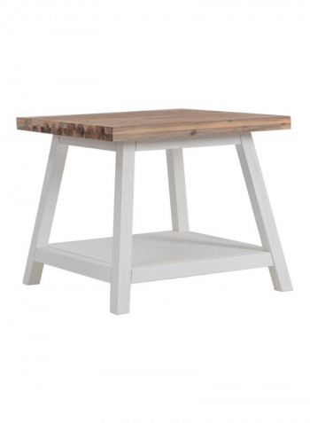 Elli Wooden Side Table White/Brown 60x60x50centimeter