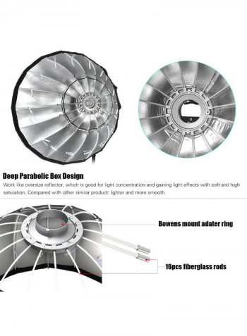 Deep Lightweight Parabolic Softbox 90centimeter White/Silver