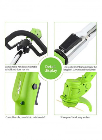 Rechargeable Electric Lawn Mower Silver/Green 2.218kg