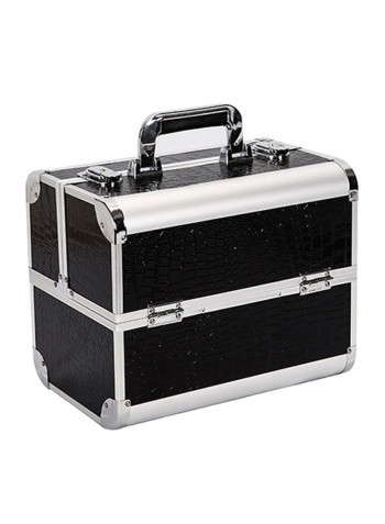 Fashion Large Capacity Cosmetic Bag Black/Silver