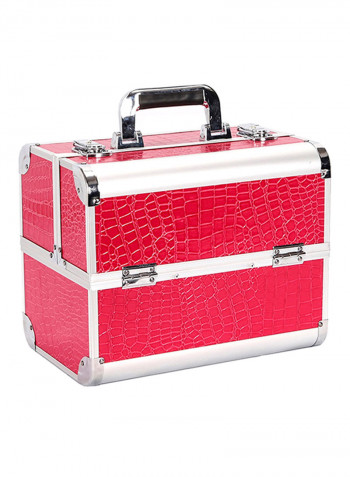Fashion Large Capacity Cosmetic Bag Red/Silver