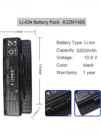 Replacement Battery For Asus G551JX-ES71 Laptop Black