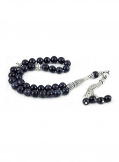 Blue Goldstone Prayer Beads with Sterling Silver components