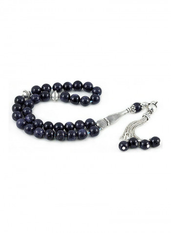 Blue Goldstone Prayer Beads with Sterling Silver components