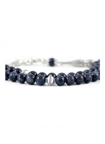 Blue Goldstone Prayer Beads with Sterling Silver components