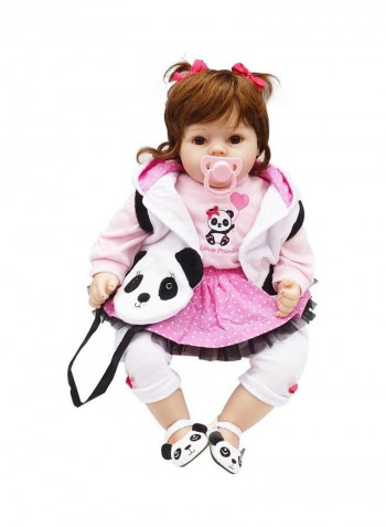 Reborn Lifelike Baby Doll Set with Panda Plush Toy 47x14x23cm