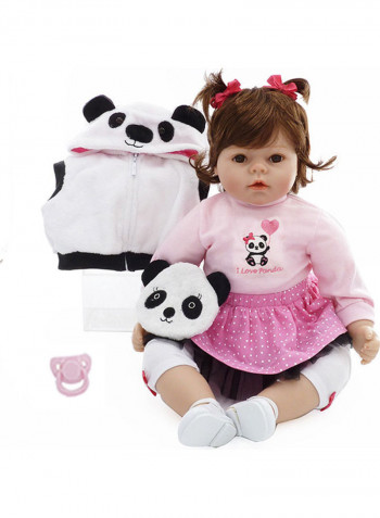 Reborn Lifelike Baby Doll Set with Panda Plush Toy 47x14x23cm