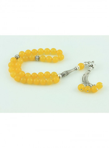 Yellow Agate Prayer Beads with Sterling Silver components