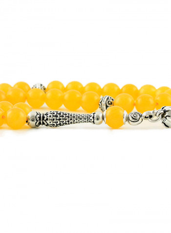 Yellow Agate Prayer Beads with Sterling Silver components