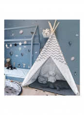 Stripe Pattern 4 Walls Teepee Tent White-Black 110x110x162cm