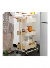 3-Tier Rolling Storage Basket Beige 45.5*36.5*16.5cm reviews 3-Tier Rolling Storage Basket Beige 45.5*36.5*16.5cm