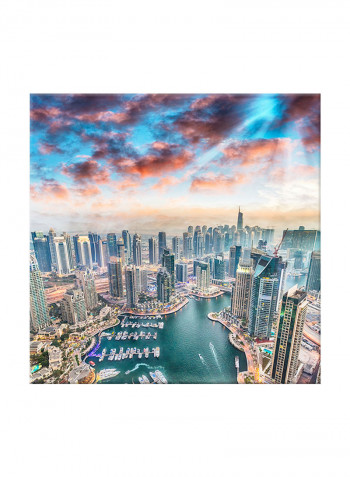 Dubai Landscape With Famous Landmarks On Canvas Painting Multicolour 60x60centimeter