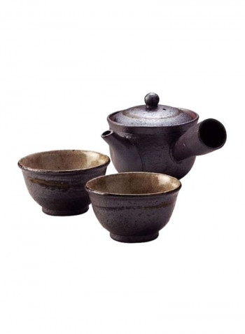 3-Piece Kyusu And Yunomi Teapot Set Brown