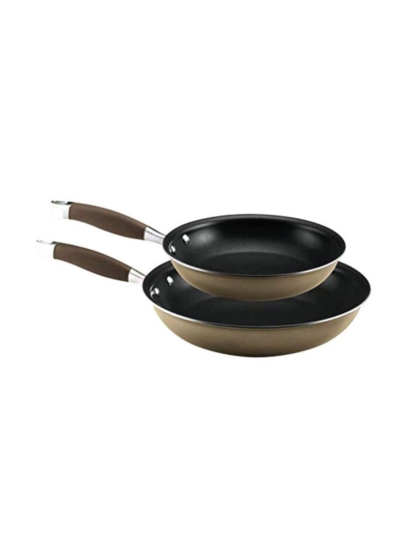 2-Piece Nonstick Frying Pan Set Black/Brown/Silver