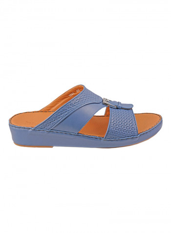 Textured Metal Detail Arabic Sandals Navy