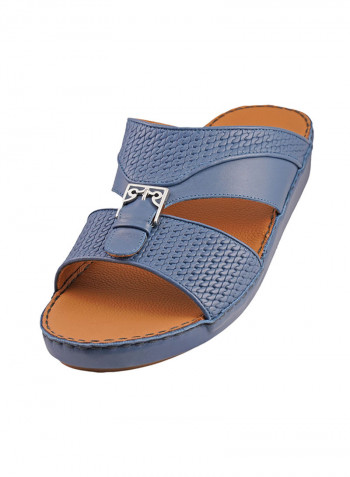 Textured Metal Detail Arabic Sandals Navy