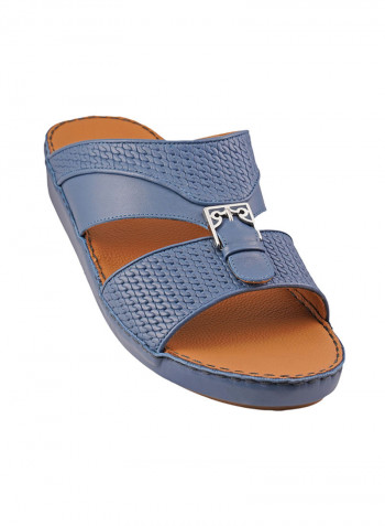 Textured Metal Detail Arabic Sandals Navy