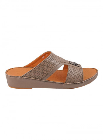 Textured Logo Detail Arabic Sandals Stone