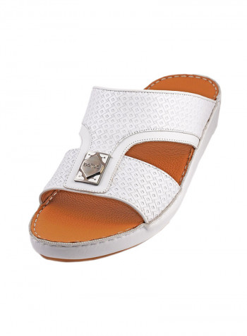 Textured Logo Detail Arabic Sandals White
