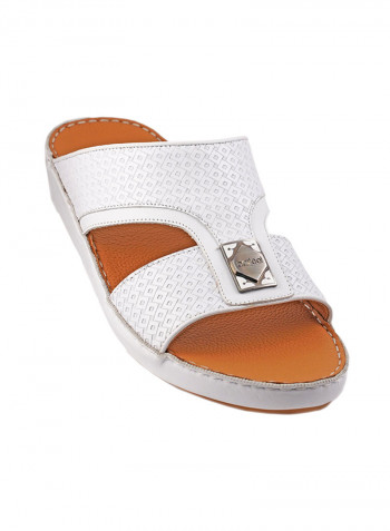 Textured Logo Detail Arabic Sandals White