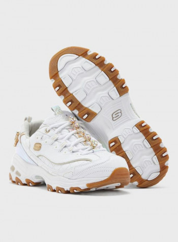 Comfortable Low Top Sneakers White/Brown