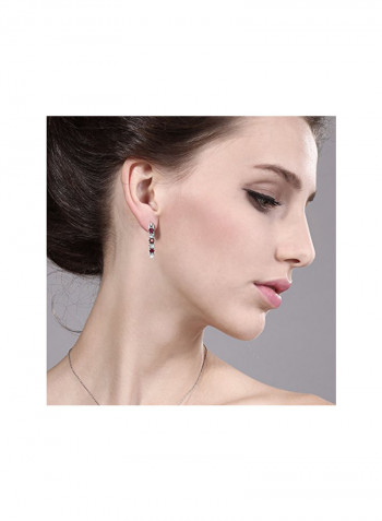 925 Sterling Silver 0.83 Ct Ruby And Diamond Studded Hoop Earring