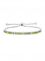 925 Sterling Silver Peridot And Diamond Studded Bracelet