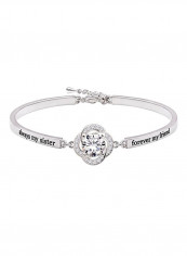 925 Sterling Silver Cubic Zirconia Studded Charm Bracelet