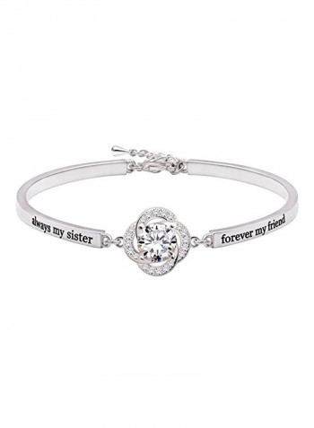 925 Sterling Silver Cubic Zirconia Studded Charm Bracelet