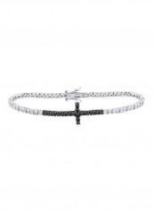 925 Sterling Silver Cubic Zirconia Studded Tennis Link Bracelet