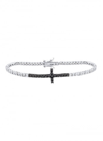 925 Sterling Silver Cubic Zirconia Studded Tennis Link Bracelet