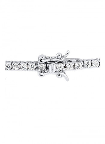 925 Sterling Silver Cubic Zirconia Studded Tennis Link Bracelet