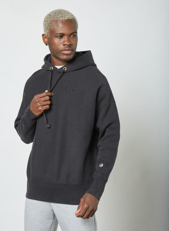 Embroidered Logo Hoodie Black