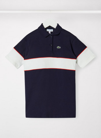 Kids Colour Block Polo T-Shirt Navy Blue/Flour-Redcurran