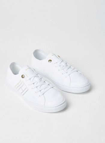 Knit Lightweight Cupsole Sneakers White