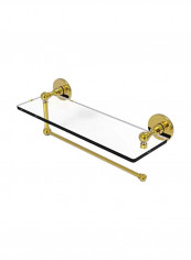 Prestige Skyline Collection  Towel Holder With Glass Shelf Polished Brass 16inch