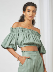 Off-Shoulder Crop Top Green reviews Off-Shoulder Crop Top Green