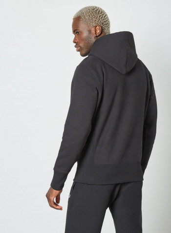 Reverse Weave Logo Hoodie Black